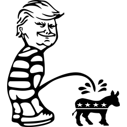Trump pee piss on Democrat party donkey funny political sticker