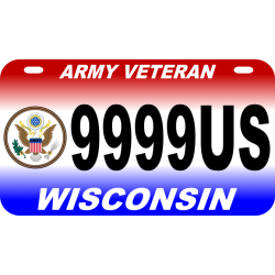 Wisconsin Army Veteran ATV/UTV Printed Aluminum Plate Reg number req to ship