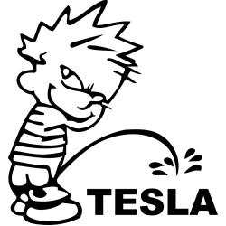 Funny Calvin Peeing on Tesla Sticker Decal Car Truck Window Vinyl