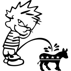 Funny Calvin Peeing on Democrat Donkey Sticker Decal Car Truck Vinyl