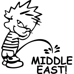 Funny Calvin Peeing on Middle East Sticker Decal Car Truck Window Vinyl