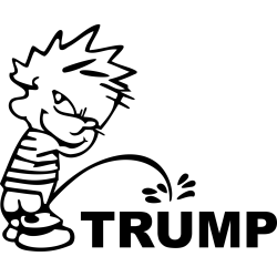 Funny Calvin Peeing on Trump Sticker Decal Car Truck Window Vinyl