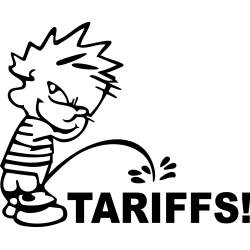 Funny Calvin Peeing on Tariffs Sticker Decal Car Truck Window Vinyl