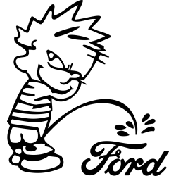 Funny Calvin Peeing on Ford Sticker Decal Car Truck Window Vinyl