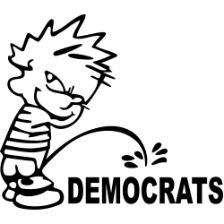 Funny Calvin Peeing on Democrats Sticker Decal Car Truck Window Vinyl