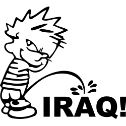 Funny Calvin Peeing on Iraq Sticker Decal Car Truck Window Vinyl