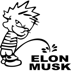 Funny Calvin Peeing on Elon Musk Sticker Decal Car Truck Window Vinyl