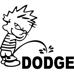 Funny Calvin Peeing on Dodge Sticker Decal Car Truck Window Vinyl