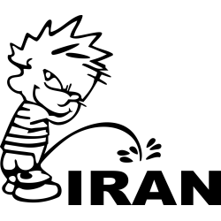 Funny Calvin Peeing on Iran Sticker Decal Car Truck Window Vinyl