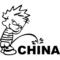 Funny Calvin Peeing on China Sticker Decal Car Truck Window Vinyl