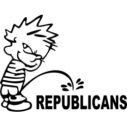 Funny Calvin Peeing on Republicans Sticker Decal Car Truck Window Vinyl
