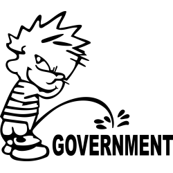 Funny Calvin Peeing on Government Sticker Decal Car Truck Window Vinyl