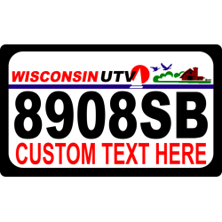 Custom Wisconsin UTV License Plate - Personalized Aluminum Plate - Add Your Text