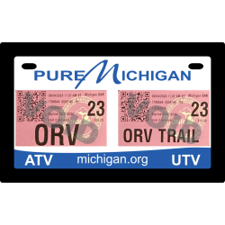Michigan ATV UTV ORV Trail Permit Sticker Plate Aluminum 7x4 License Holder